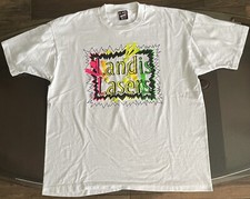 VTG 90s Fruit Of The Loom Best Single Stitch Made In USA White Landis Lasers XL