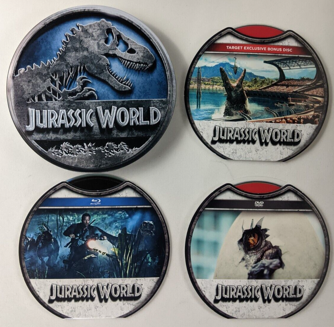 Jurassic World Blu-ray DVD Target Exclusive Bonus 3 Disc Tin Movie