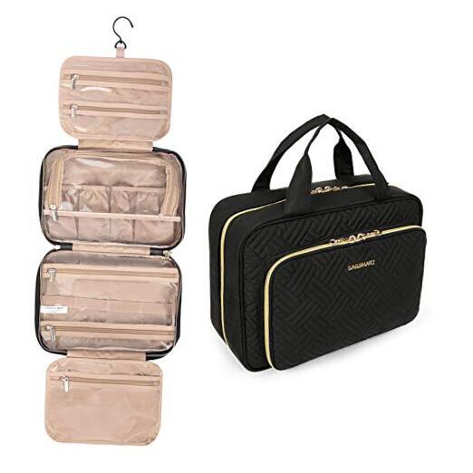 Hanging Travel Toiletry Bag with TSA Approved Large Black Makeup Organizer-image