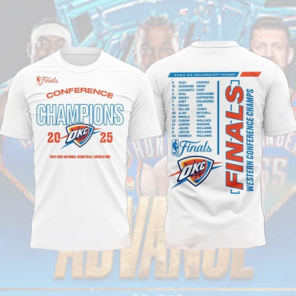 2025 Oklahoma City Thvnder Western Conference Champions T-Shirt