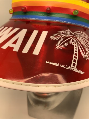 Vintage Red Hawaii Clear Red Sun Visor With Lights 80's - Picture 7 of 7