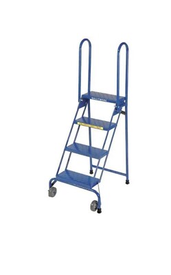 ! Ballymore 60 in H Steel Folding Rolling Ladder-4 Step-350 lb Load Cap ...