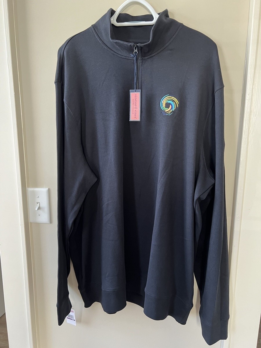 VINEYARD VINES MEN'S BLACK PERFORMANCE LONG SLEEVE HOODIE SIZE XXL