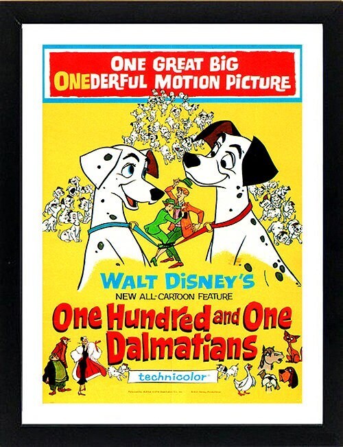 One Houndred and One Dalmatians Dysney Movie Poster Framed