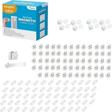 Vmaisi Adhesive Magnetic Locks for Cabinets Drawers 64 Locks and 8 Keys