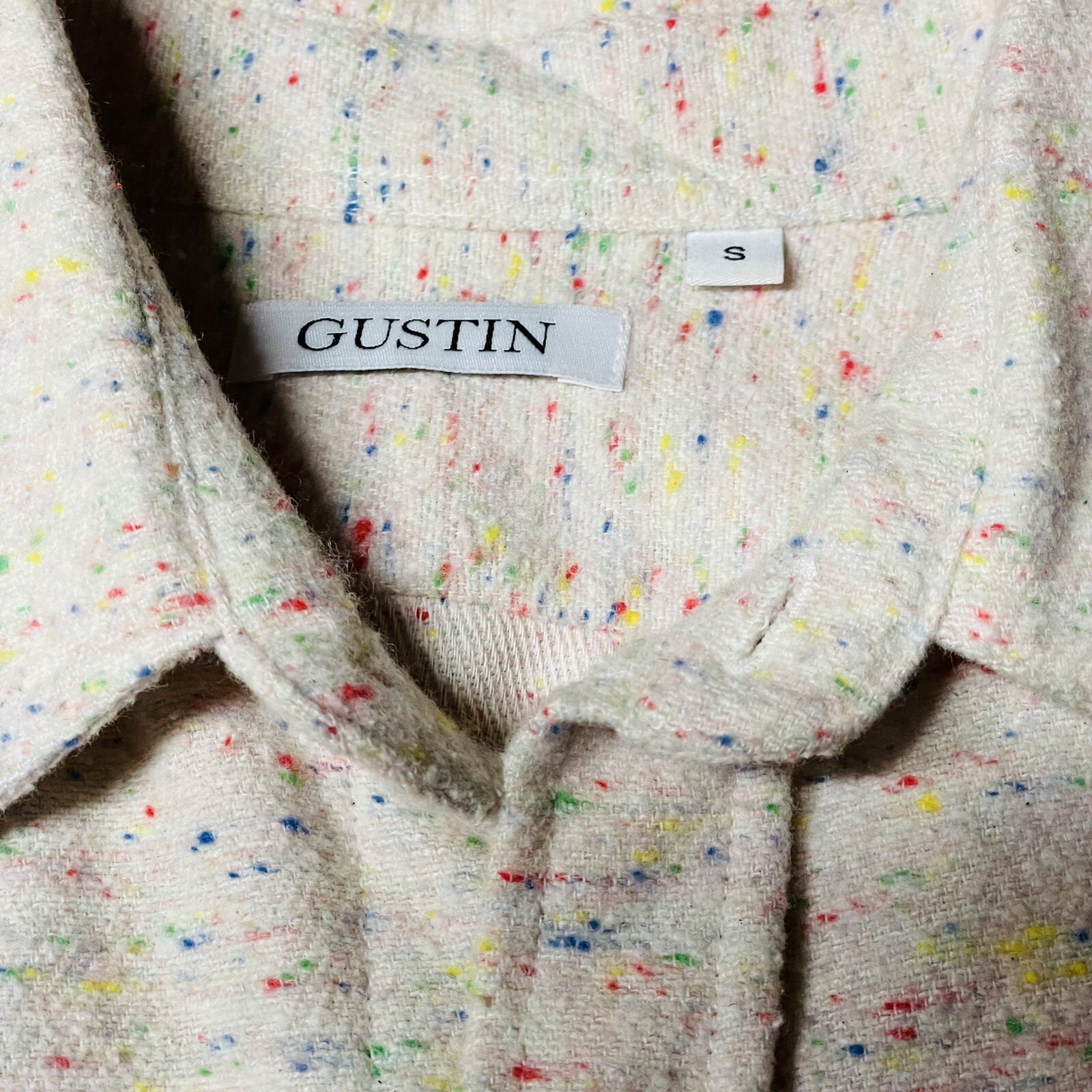 Gustin 544 Cream Rainbow Monster Nep Flannel Mens S Casual Dress Shirt