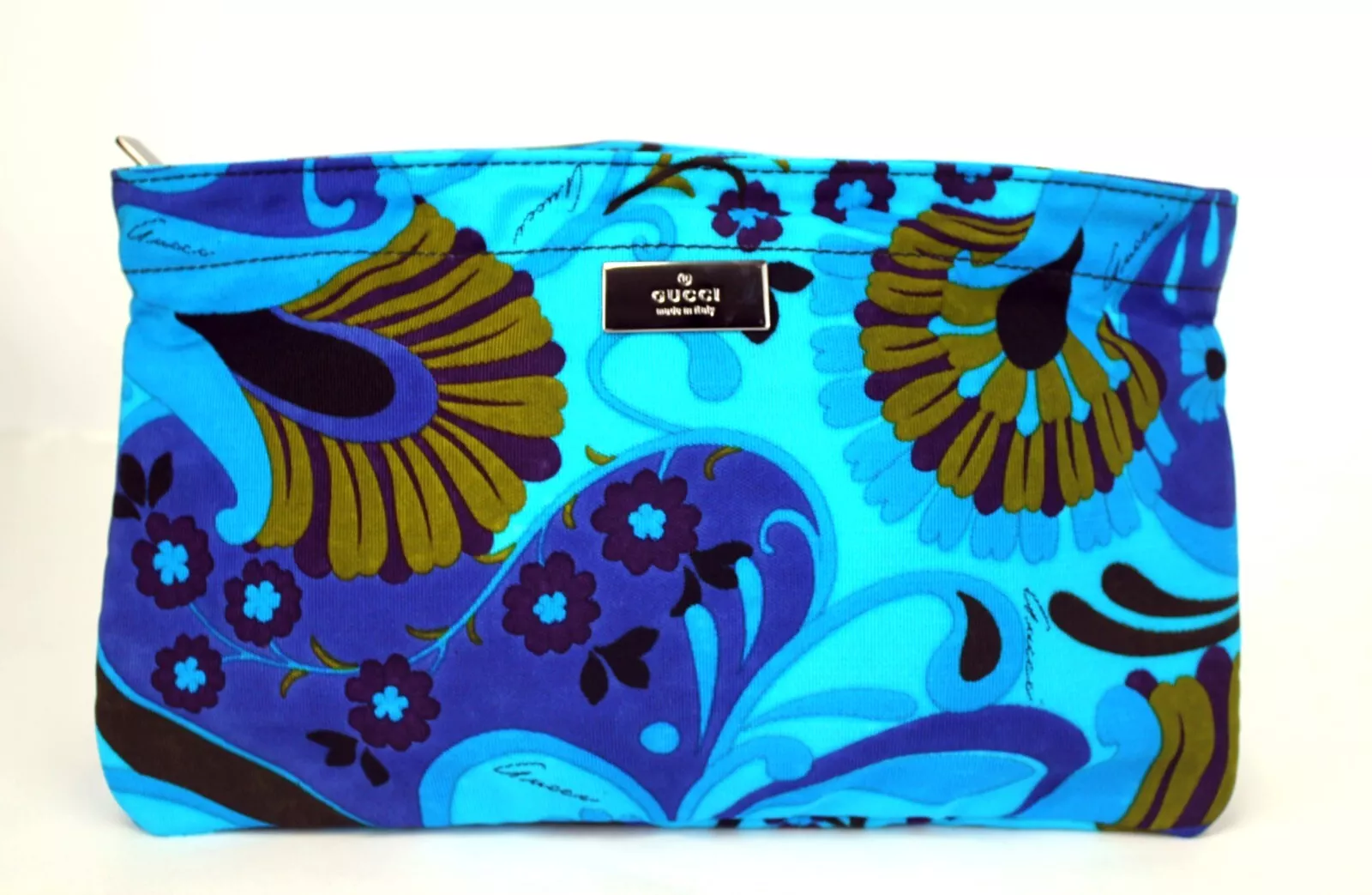 GUCCI bleu multicolore nylon pochette sac à main accessoires sac occasion Italie occasion