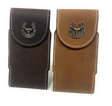 WESTERN LEATHER PHONE CASE, LONGHORN RODEO COWBOY CASE, FUNDA VAQUERA DE CUERO