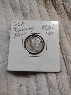 1936 P Mercury Dime 10c -90% Silver US Dime ( Good Condition)