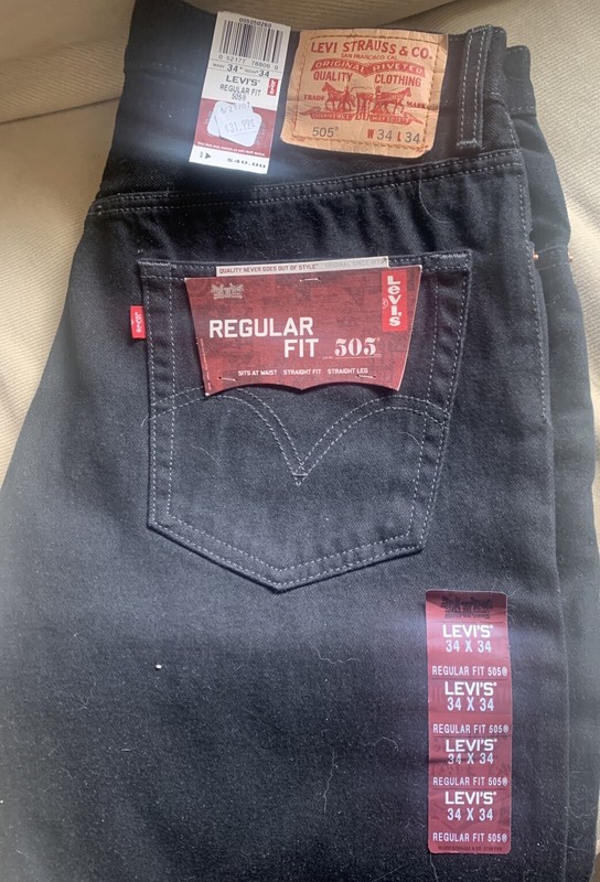 Levi’s 505 34x34 Regular Fit Black Straight Leg New With Tags