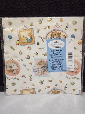 NEW SEALED Vintage Hallmark Marjolein Bastin Vera the Mouse Gift Wrap 2 Sheets