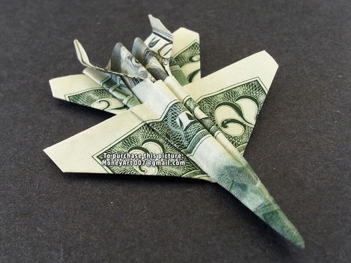 Dollar Origami JET FIGHTER hergestellt mit ECHTEM GELD Bargeld Militär Flugzeug Luftwaffe - Bild 8 von 16
