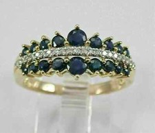 2Ct Round Cut Lab Created Blue Sapphire Wedding Band Ring 14K Yellow Gold Plated