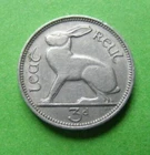 1963 Irish Three Pence Coin Ireland Old Vintage 3d Rabbit