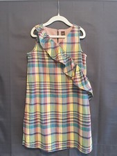 Tea Collection Sleeveless Plaid, Ruffle Detail, Shift Dress Size 7