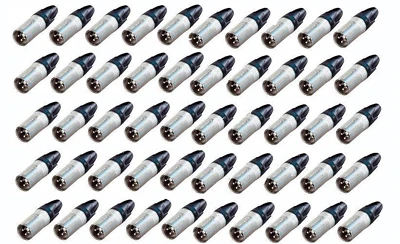 (50 PACK) NEUTRIK NC3MXX 3-Pin XLR Male Cable Mount Connector - Nickel Shell