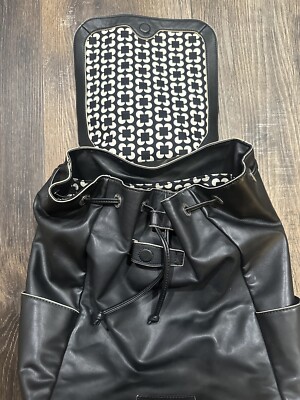 VERA BRADLEY Drawstring Backpack In Black Faux Leather | eBay display picture 2