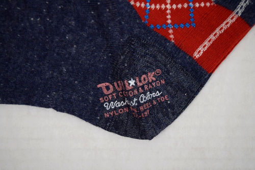 Vintage Socks King James Argyle 40s 50s Boy's 10 Navy Blue Red White 9" x 8" NWT - Picture 4 of 6