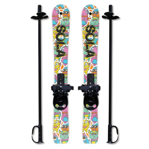 SOLA Kid's Snow Skis & Poles Winter Sports  Beginner W/Bindings Age 2-4 - Afbeelding 17 van 28