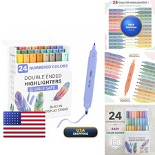 Mr. Pen Dual Tip Bible Highlighters with Stand, 24 Pack