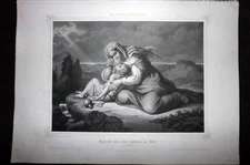 King Ludwig Album 1850's LG Folio Print. Hagar with Ishmael in the Desert