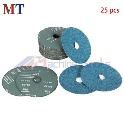 25 Pack 5In x 7/8In 36 Grit Zirconia Resin Fiber Grinding And Sanding Discs