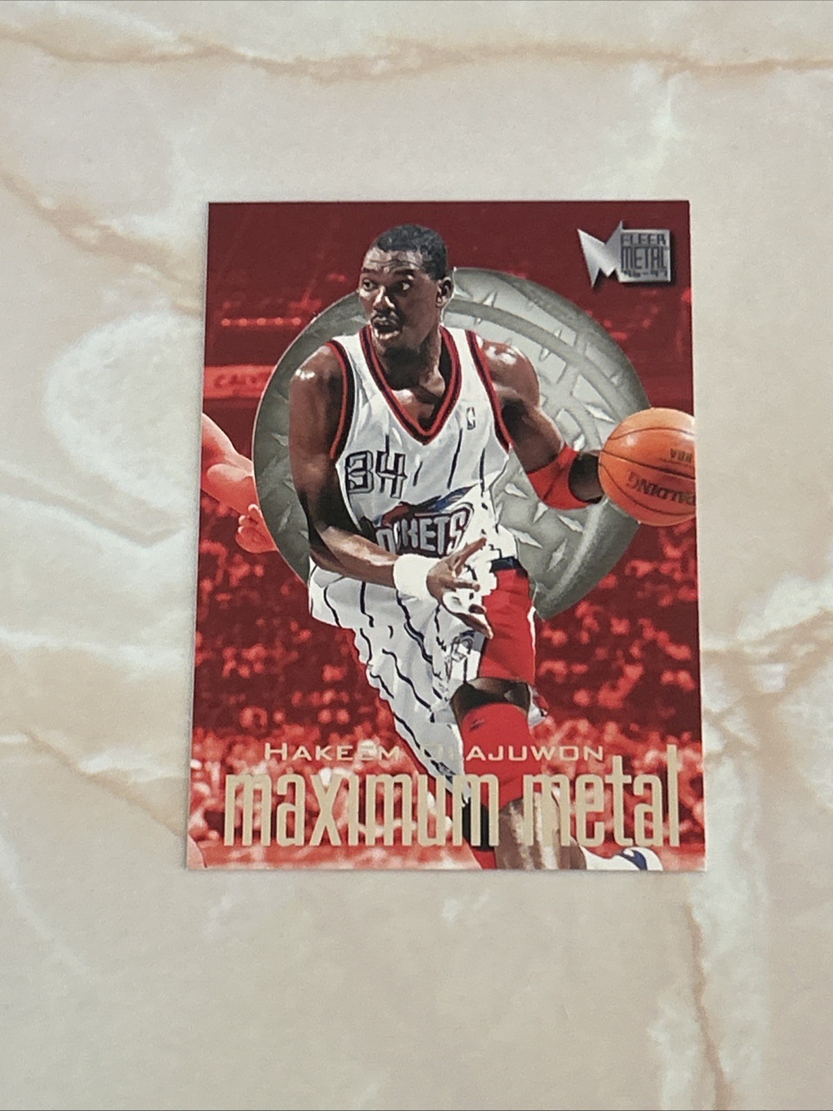 1996-97 Fleer Maximum Metal Hakeem Olajuwon Houston Rockets #7 HOF 1 in 180