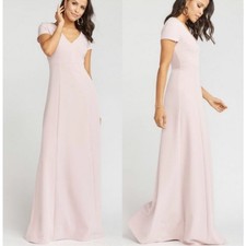 NWT Show Me Your Mumu XS Geneva Maxi Dress Pale Pink V Neck Dress Bridal Formal