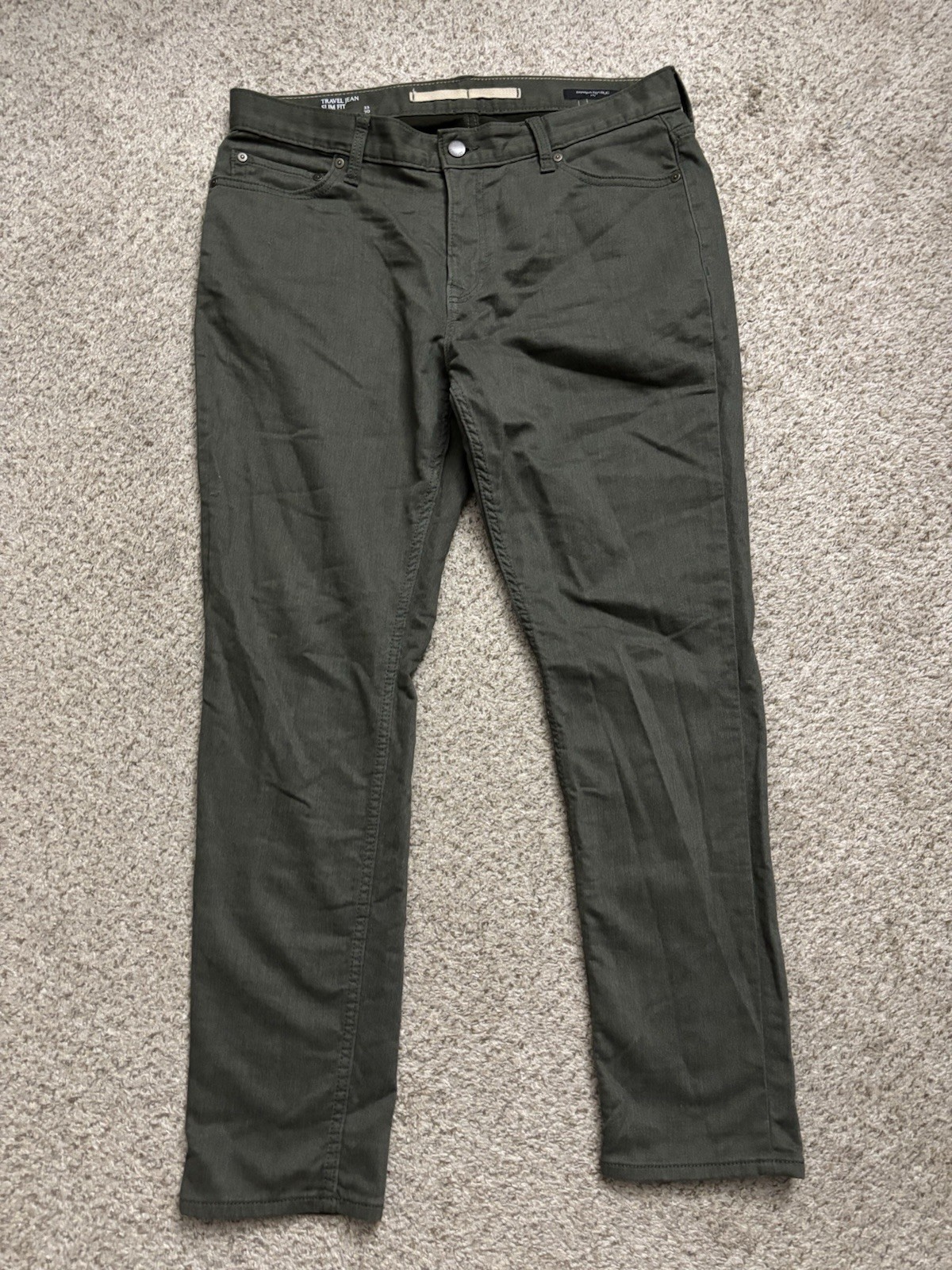 Banana Republic Jeans Mens Size 33x30 Aspen Olive 5-pocket Travel Jean Slim Fit