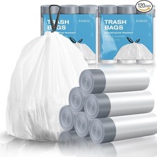 120 Counts 1.6 Gallon Mini Drawstring Trash 1 Count Pack of 120 , White