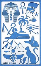 Aleks Melnyk No.31 Egyptian Metal Journal Stencil, Hieroglyphics 4 x 7 inches