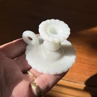 Portieux Vallerysthal Mini Milk Glass Candle Holders Tiny Candlestick