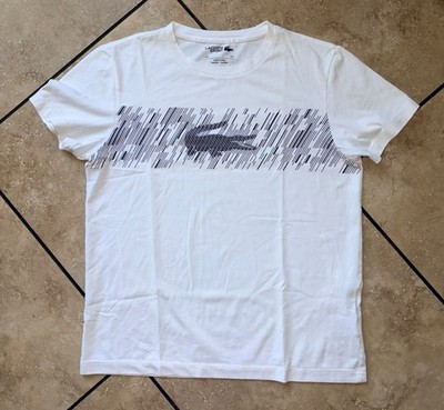 LACOSTE SPORT Men's short-sleeve white alligator graphic t- shirt L.  Pc13
