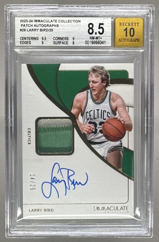 Larry Bird 2023 Panini Immaculate GU Patch Auto 14/25 BGS 8.5/10