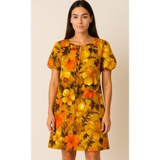 Vintage Sears Hawaiian Fashions Mu umu u Dress Orange Floral 60s/70s   Size S/M