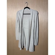 Eileen Fisher Peru XS Gray 100 Organic Cotton Open Front Cardigan Sweater