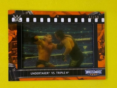 Undertaker Vs Triple H WWE Film Strip Relic Numbered Parallel /50 Wrestling Card