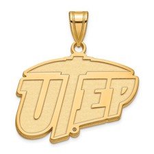 14k Gold LogoArt University of Texas at El Paso Large Pendant