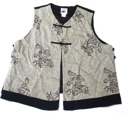 Max & Mabel Japanese Kimono Vintage Vest Size L Casual Black Dragon Print