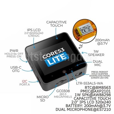 M5Stack CoreS3 Lite Programmable IoT Controller ESP32S3 240MHz Processor ot25
