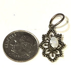 925 STERLING SILVER Charm pendant estate 1.6g Natural Oval Opal Gemstone filigre — photo 3