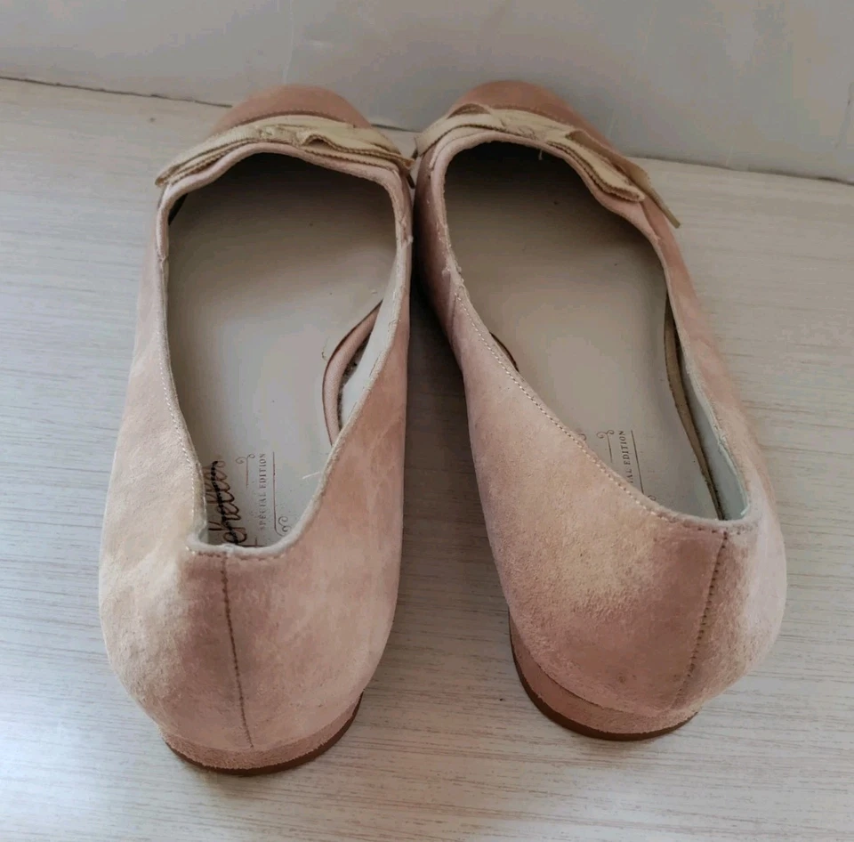 Seychelles Anthropologie Arco Plano Gamuza Cuero Rosa Gatito Tacón Para Mujer Talla 9 Foto 4 de 4