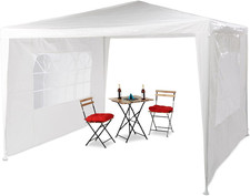 Gazebo 3 X 3 M, 2 Pareti Laterali, Telaio in Metallo, Copertura in PE, Finestra,