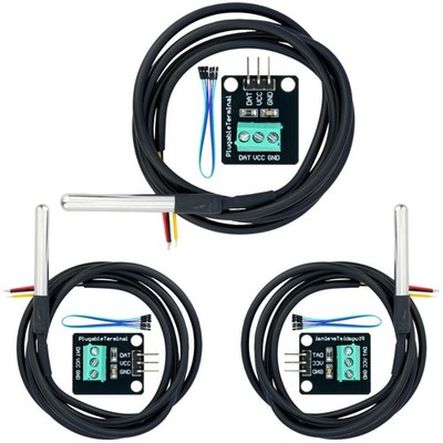 MTDELE 3 Set DS18B20 Temperature Sensor Kit with Waterproof Stainless Steel P...