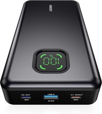 Ansody 65W Laptop Power Bank ? 25,000mAh, PD Charger, 3 Ports, Gray