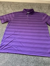 Champions Tour Golf Polo Shirt XL Purple Striped Short Sleeve