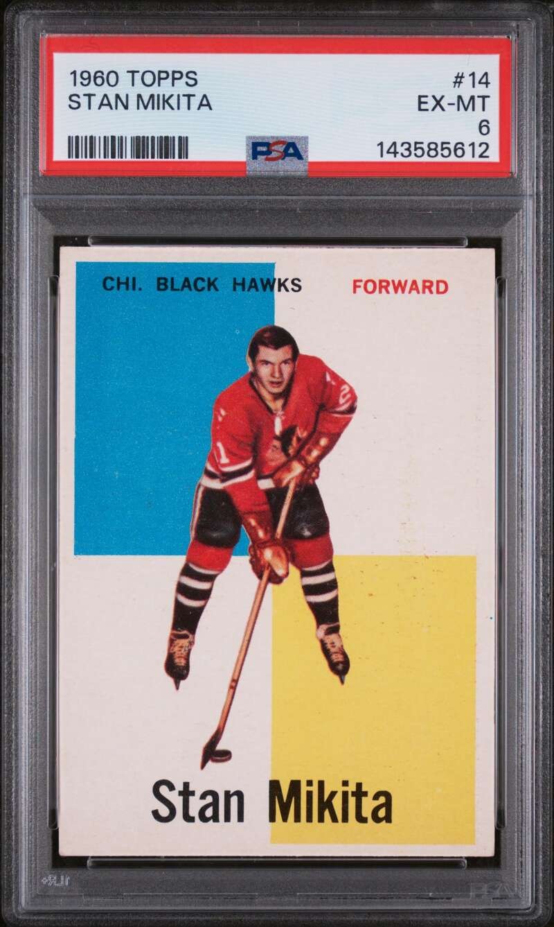 Stan Mikita #14 Hockey Cards 1960 Topps trading card — raw and PSA graded price guide