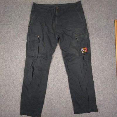 Kathmandu Pants Mens LARGE Black Cargo cotton Outdoor Hiking zip fly Size L