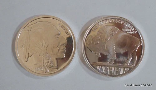 2015 Silver, 1 Troy oZ, .999 Silver, Buffalo Round, American Indian Round