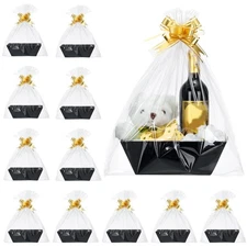 44 Pcs Basket for Gifts Empty Gift Basket Bulk Include 12 Cardboard Tray 12 P...
